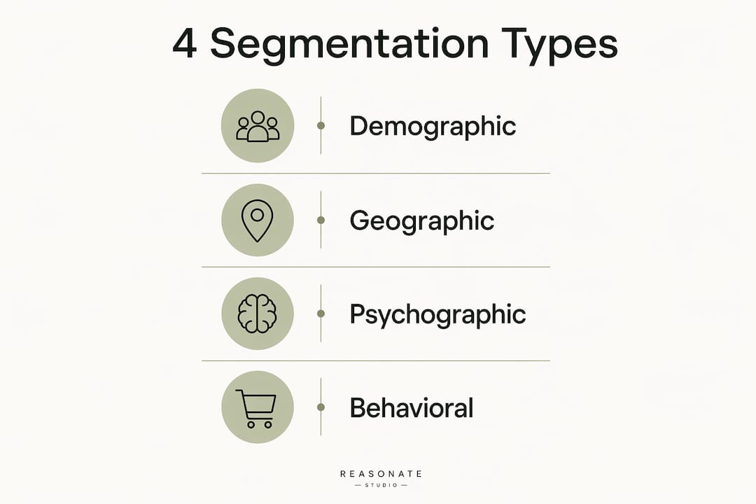 Infographic showing four marketing segmentation types