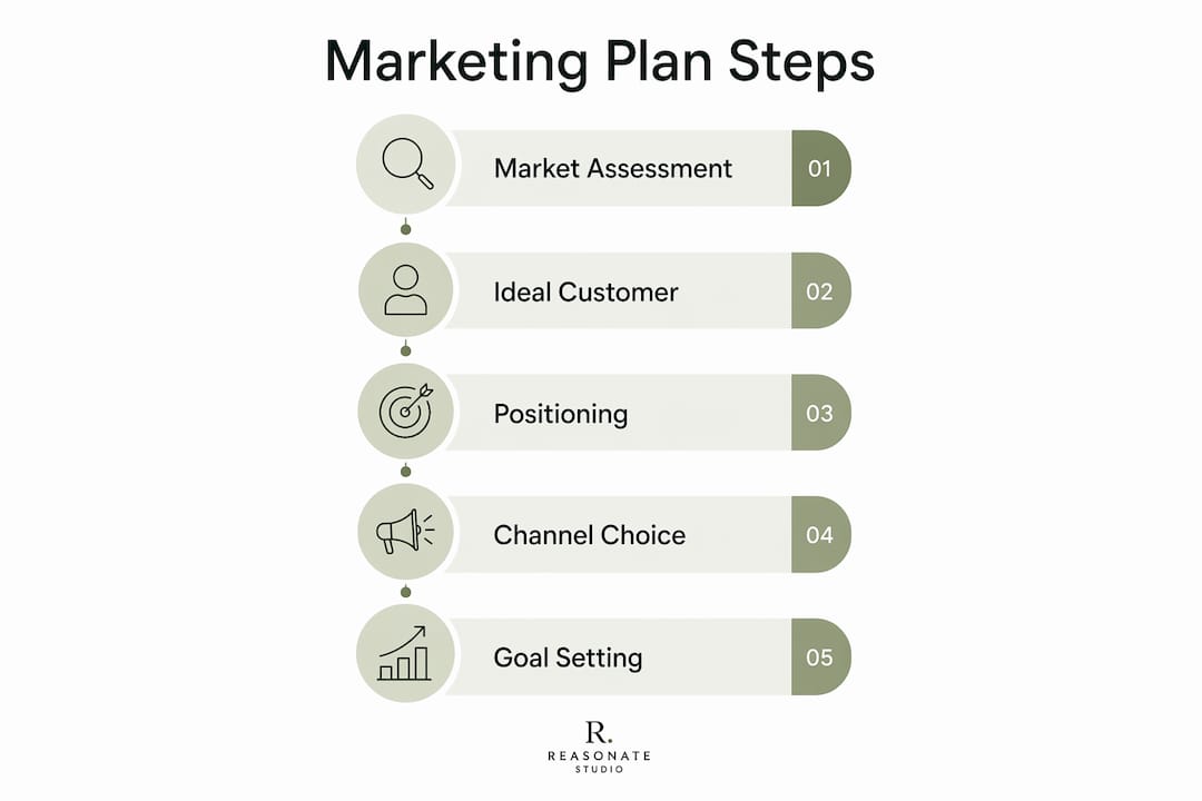 Infographic outlining key marketing plan steps