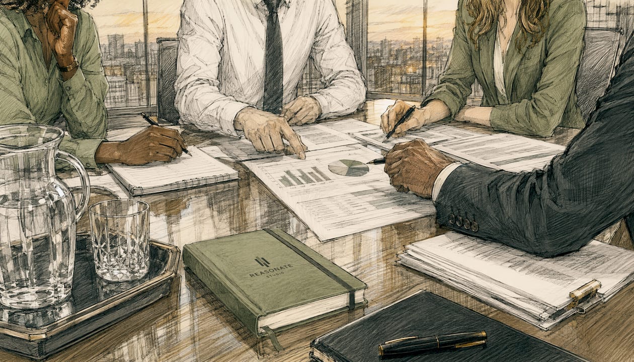 Hands reviewing contracts in office setting