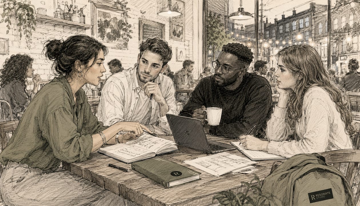 Diverse marketing team discussing framework