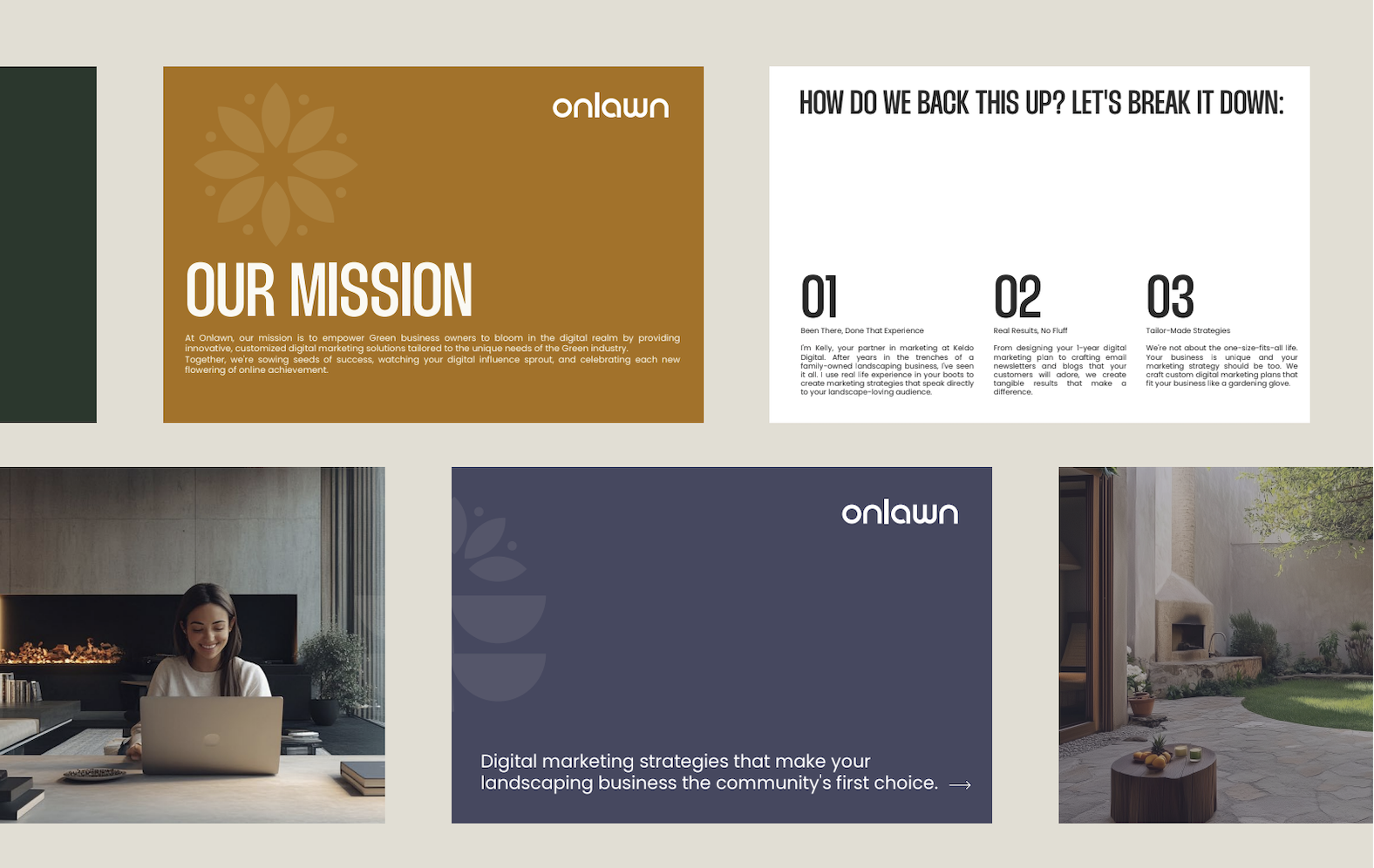 Onlawn website messaging developed through the Flourish Framework