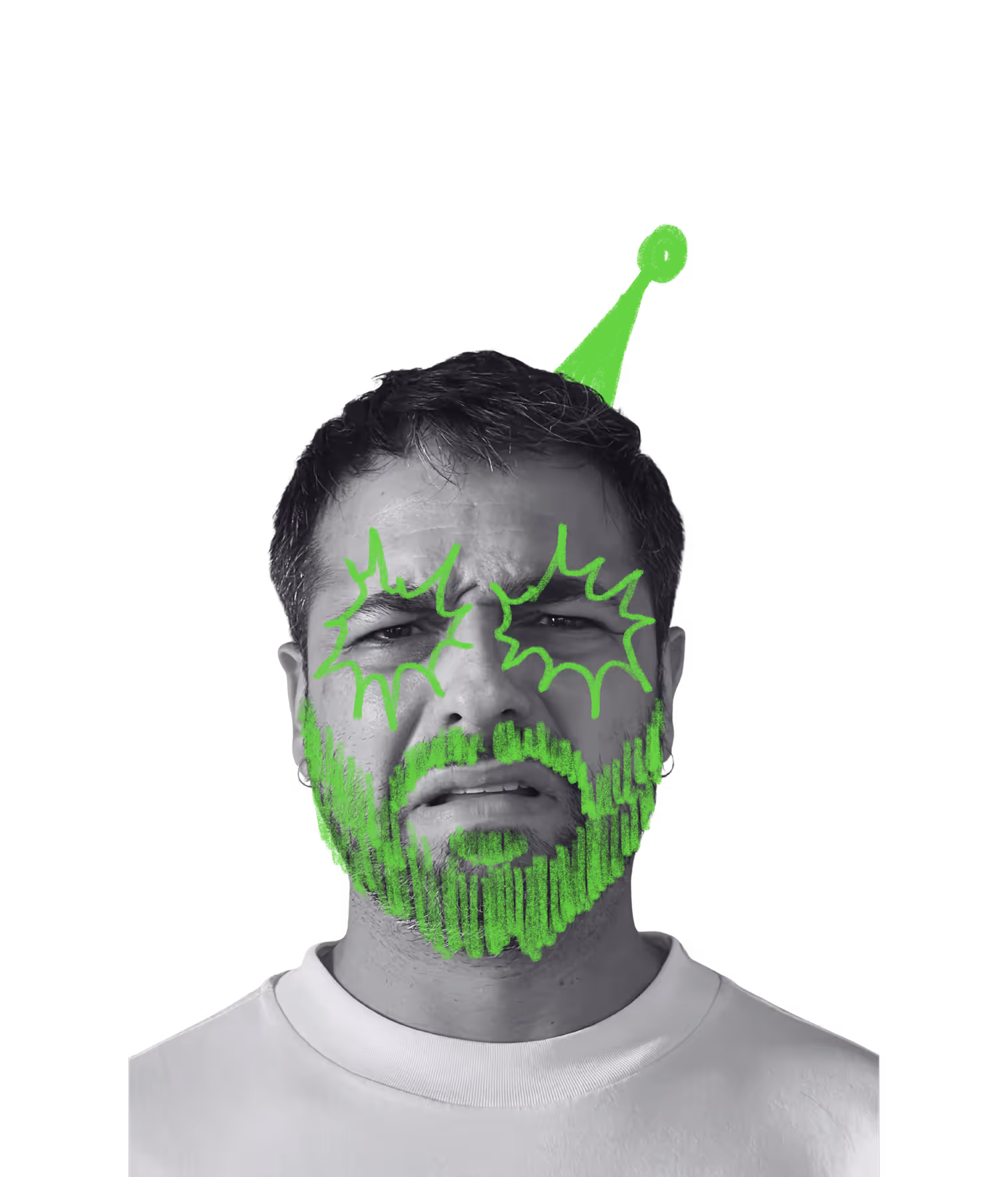 Birthday Boy character - Kalyl as crying clown with birthday hat