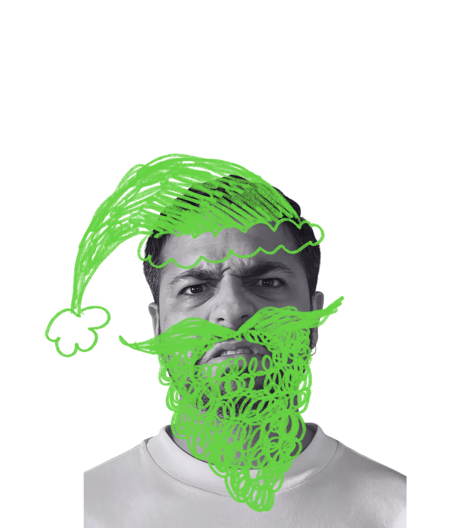 The Naughty List character - Kalyl as angry Santa illustration