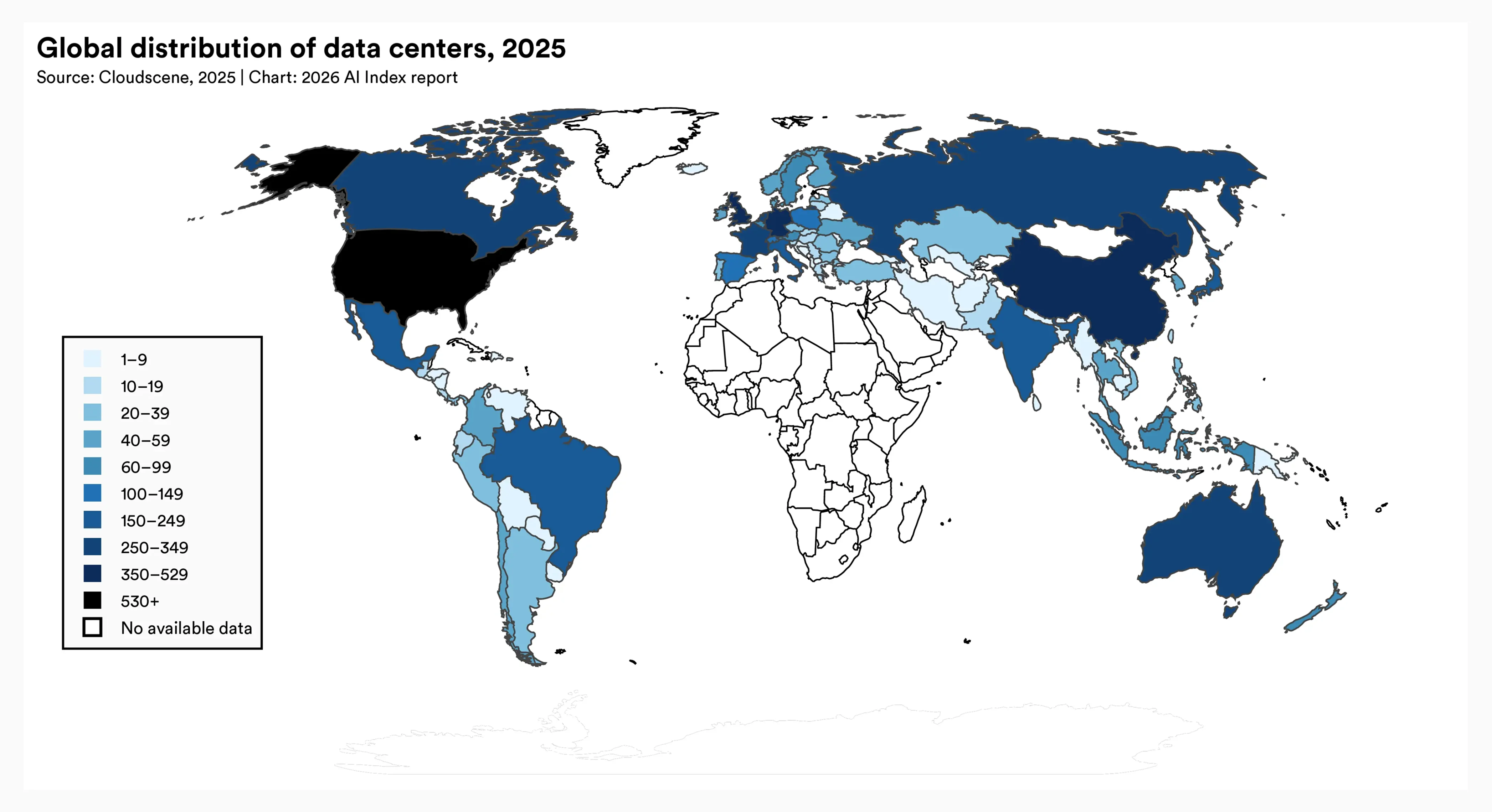 World map showing the global distribution of data centers, with North America displaying the highest concentration of data centers, Europe having a moderate presence, and Asia Pacific regions indicating projected growth, set against a geographical world map background, conveying an informative and optimistic tone about regional expansion opportunities.