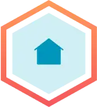 A picture of a house in the middle of a circle.
