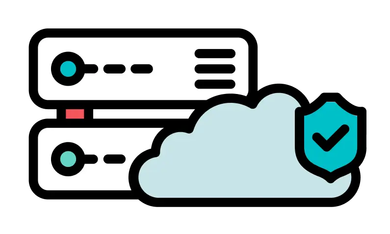 A cloud with a shield and a check mark.