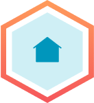 A house in the middle of a hexagonal shape.