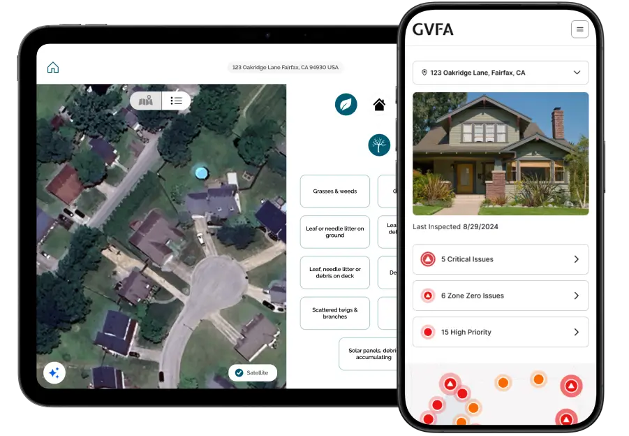 Two smartphones showing a house and a real estate.