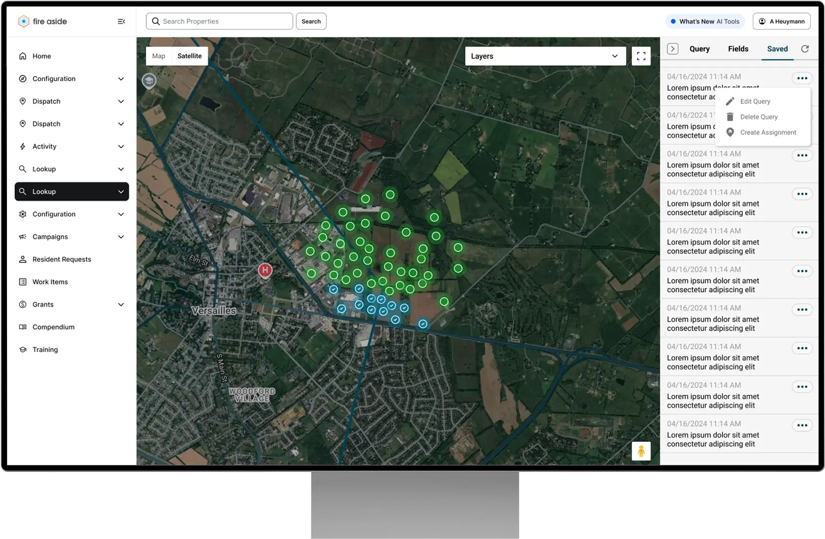 A computer screen showing a map of a city.