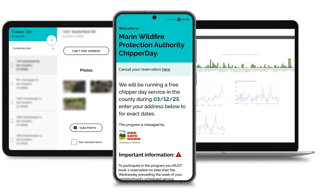 Two phones and a tablet displaying information about wildlife protection.