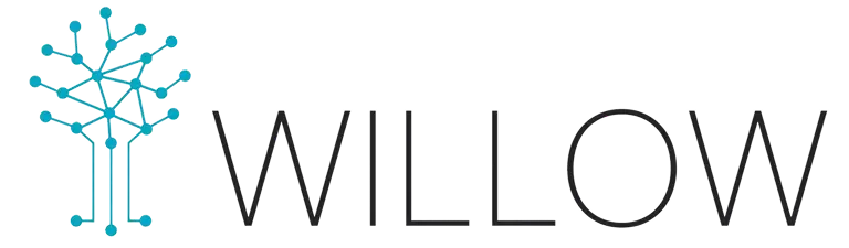 A black and white photo with the words willow on it.