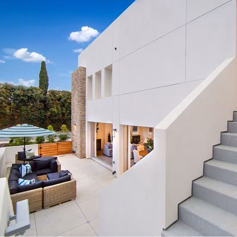 Patio area of modern home.