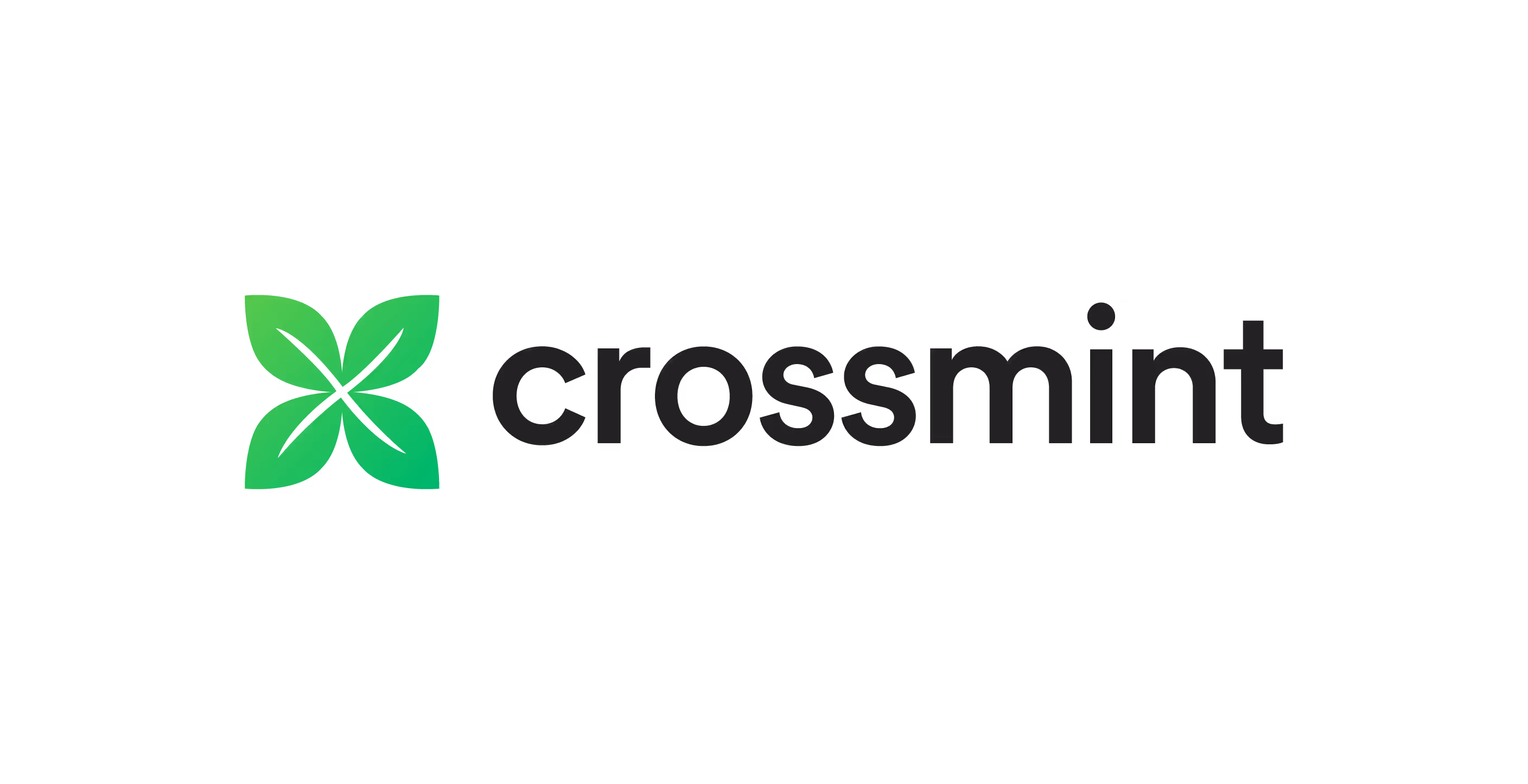 Crossmint logo featuring a green four-leaf clover icon followed by the word 'crossmint' in bold black letters.