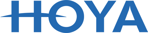 Hoya logo in bold blue letters with a stylized design