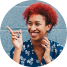 Female customer smiling