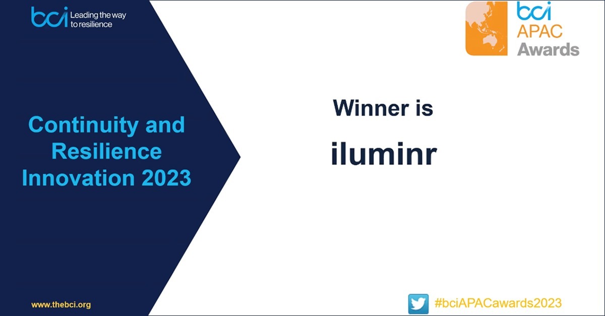 iluminr wins BCI's APAC Continuity & Resilience Innovation 2023