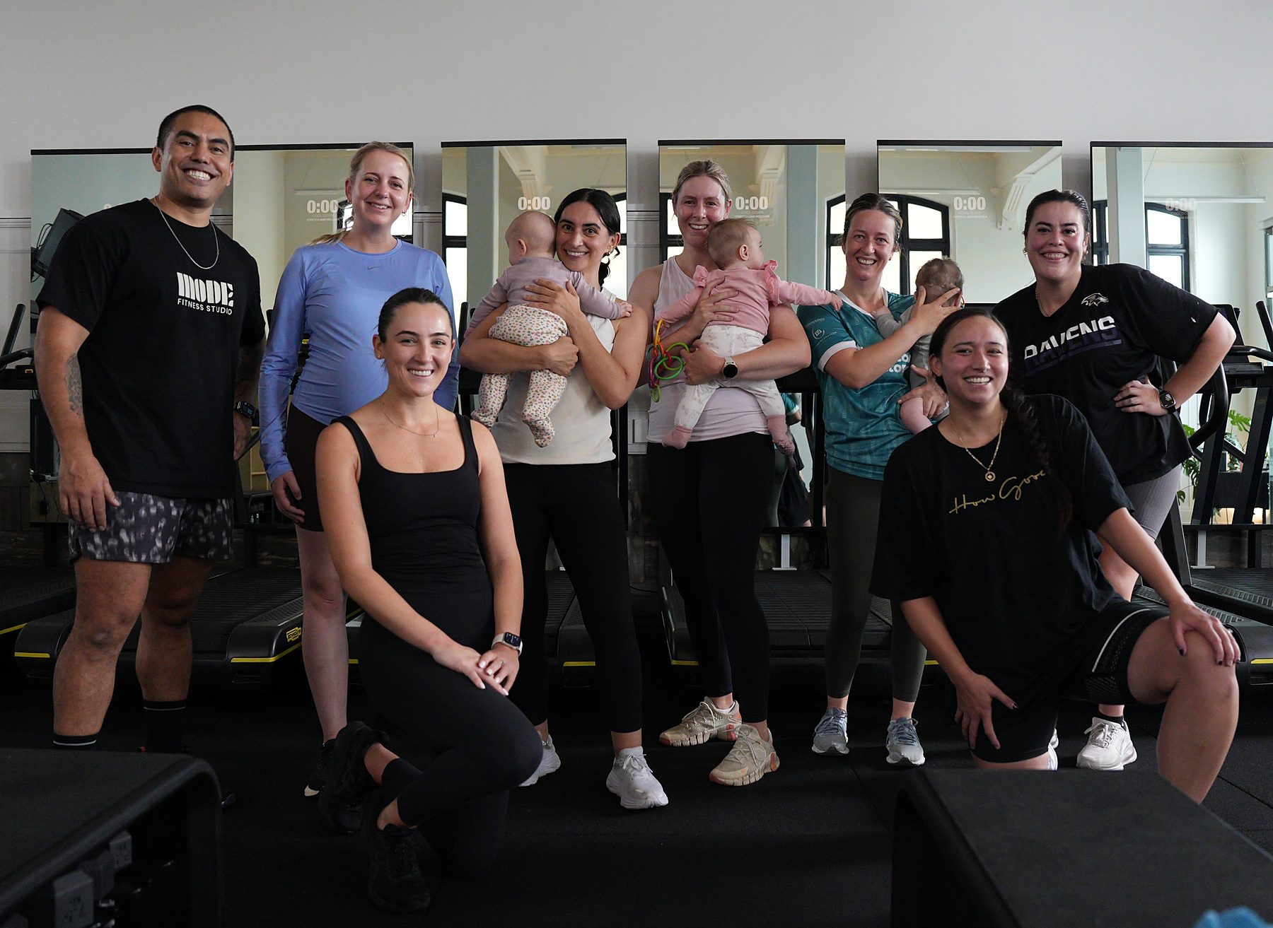 MODE members and their babies together in the studio after a Nurture and Flow class