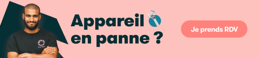Bannière avec un technicien Murfy, pour prendre rendez-vous en cas de panne