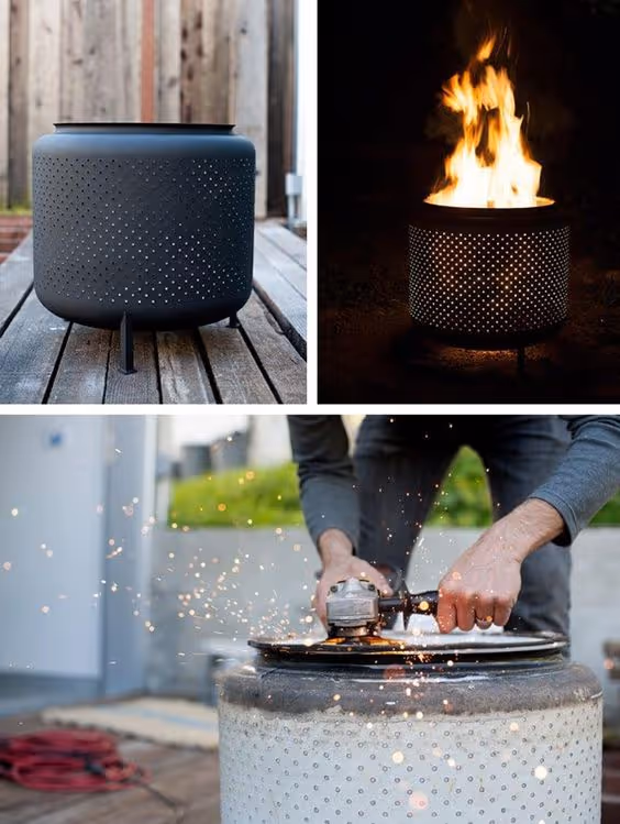 Tambour transformé en foyer extérieur