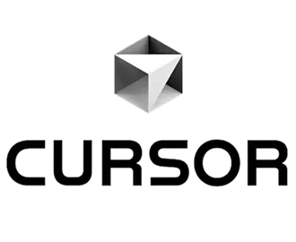 CURSOR brand logo with a geometric 3D cube above the text.