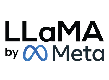 LLama by Meta logo with blue infinity symbol.