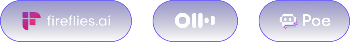 Buttons for fireflies.ai, Ollama, and Poe AI platforms.