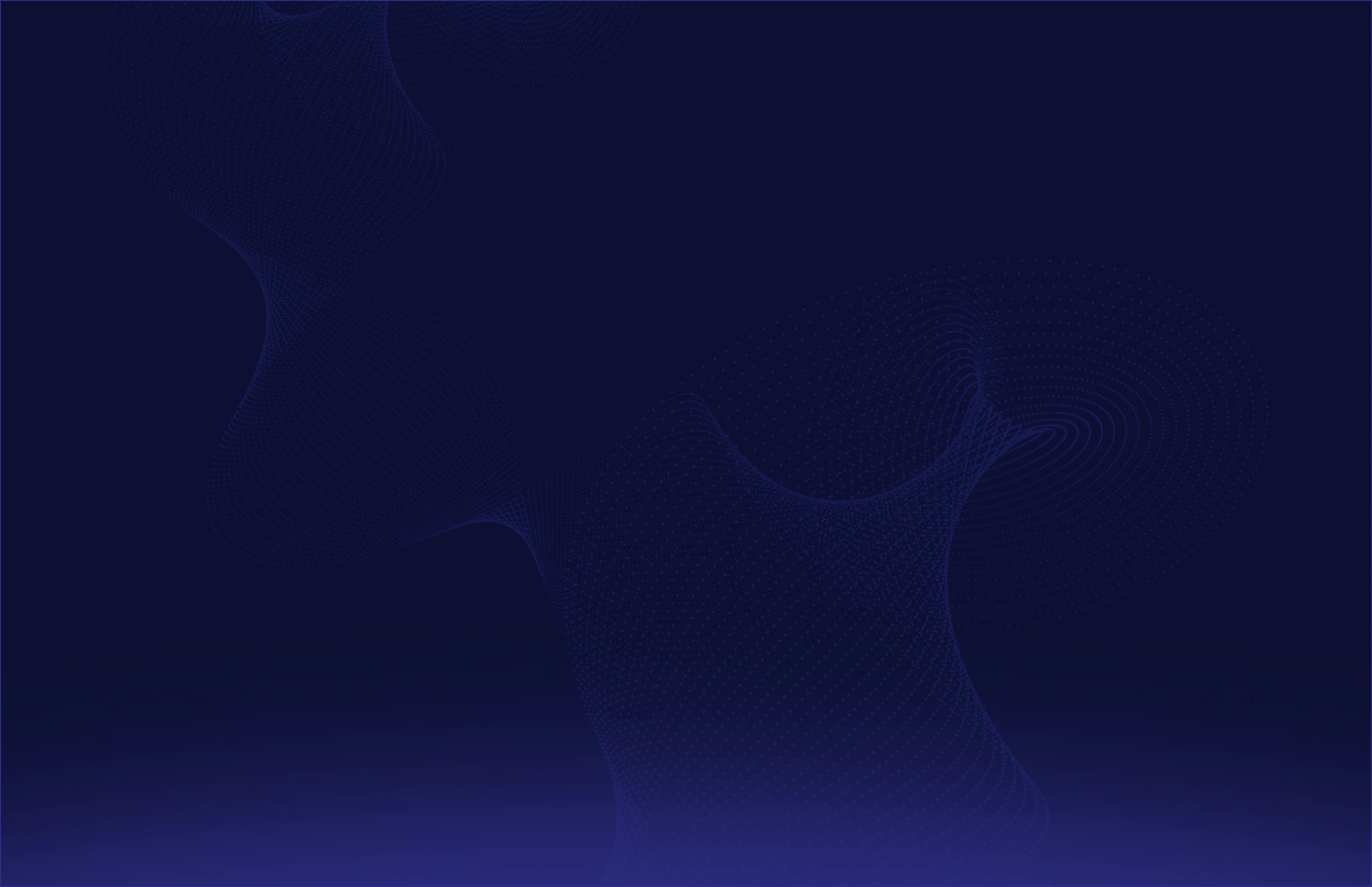 Dark blue abstract background with soft flowing wave patterns composed of tiny dots.