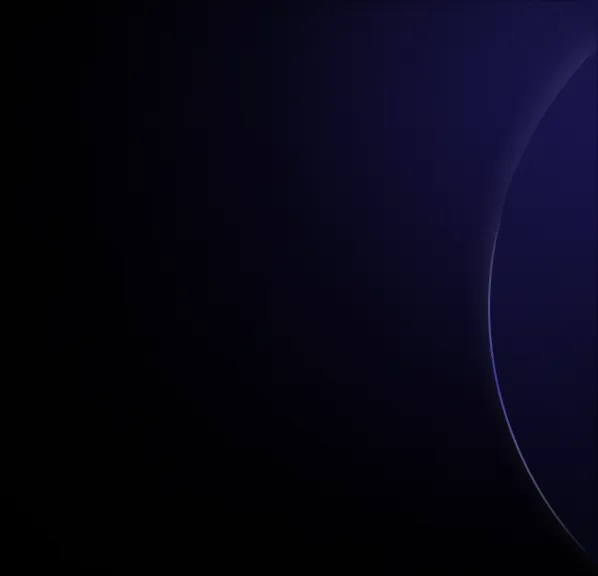 Dark gradient background with a curved glowing blue edge on the right side.