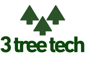 Logo with three stylized green pine trees above the text '3 tree tech'.