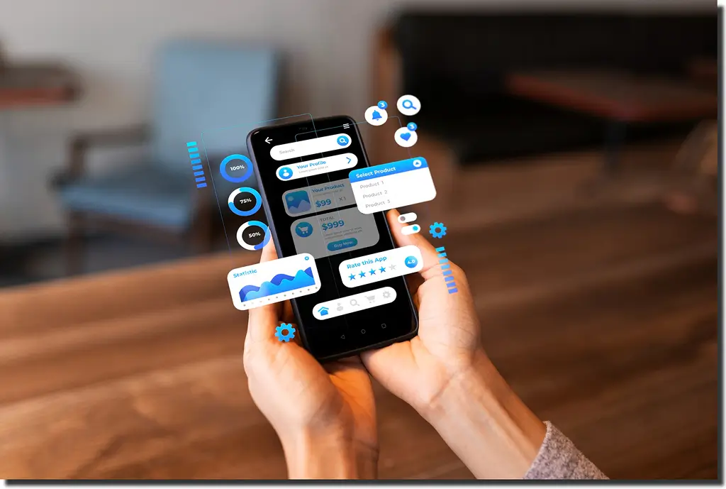 phone screen with various functions