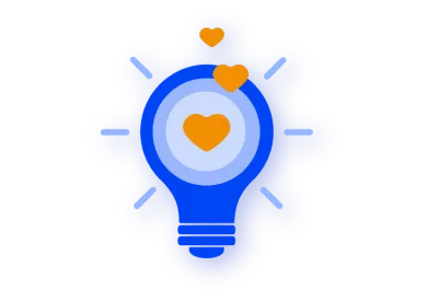 A light bulb with a heart on it.