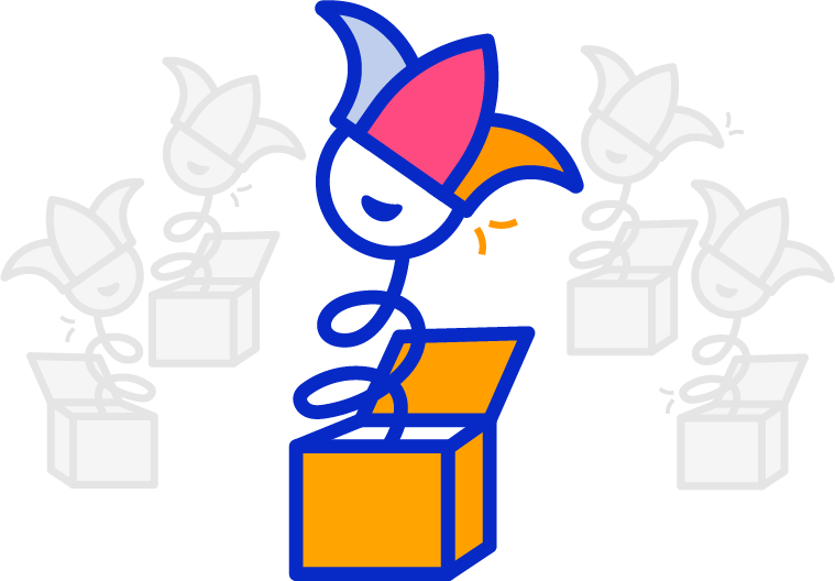 A drawing of a person putting something in a box.