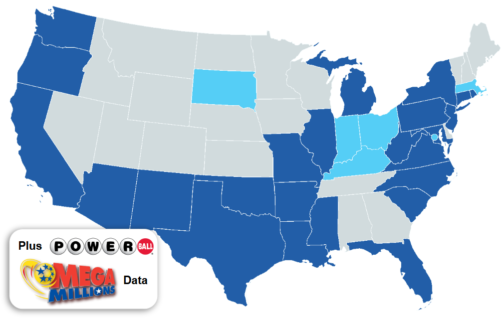 LottoPlays US map for live lottery data availability