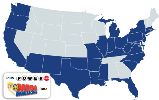 LottoPlays US map for live lottery data availability 