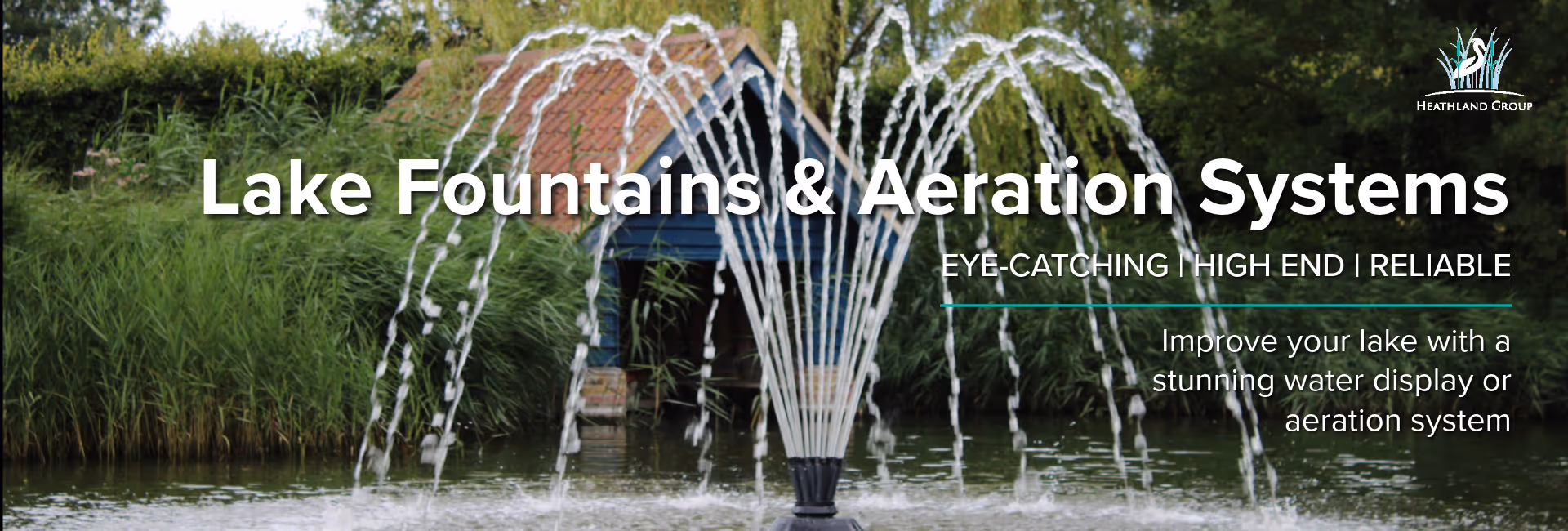 Lake fountains and Aerators banner heathland fountains and aerators