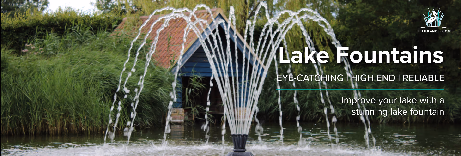 Lake fountain Banner for Heathland fountains and Aerators