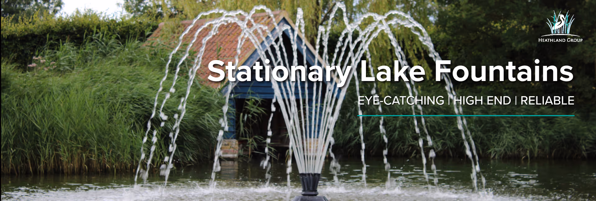 Stationary Lake fountains banner for Heathland Fountains and Aerators 