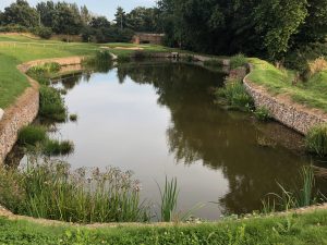 Cluster Arch floating pond fountain installation at Exeter Golf Club