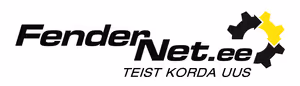 FenderNet.ee logo featuring bold black and yellow gear shapes alongside the text 'FenderNet.ee TEIST KORDA UUS'.