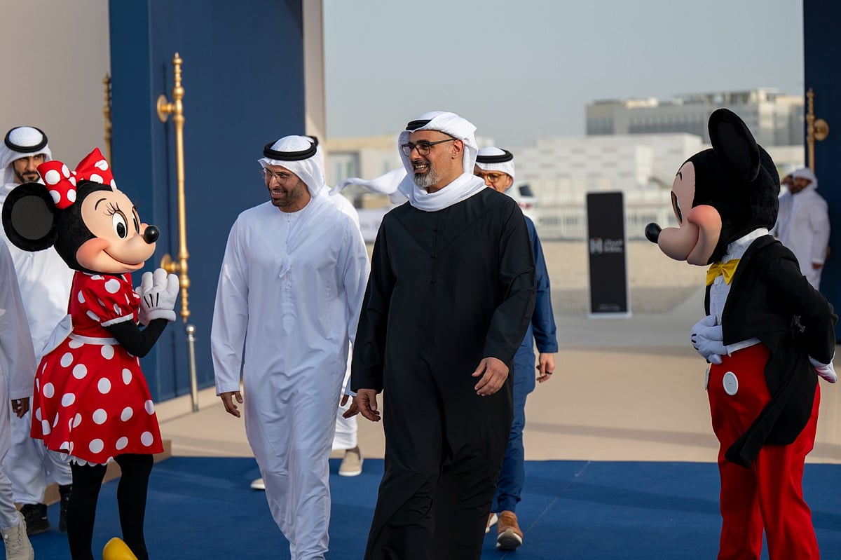 Abu Dhabi Crown Prince welcomed by Disney characters
