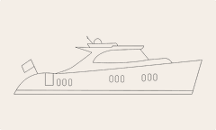 Simple line drawing of a yacht showing its hull, windows, and upper deck.