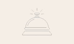 Line drawing of a service bell with sound lines above it.