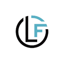 Circular logo with black 'L' and blue 'F' letters inside.