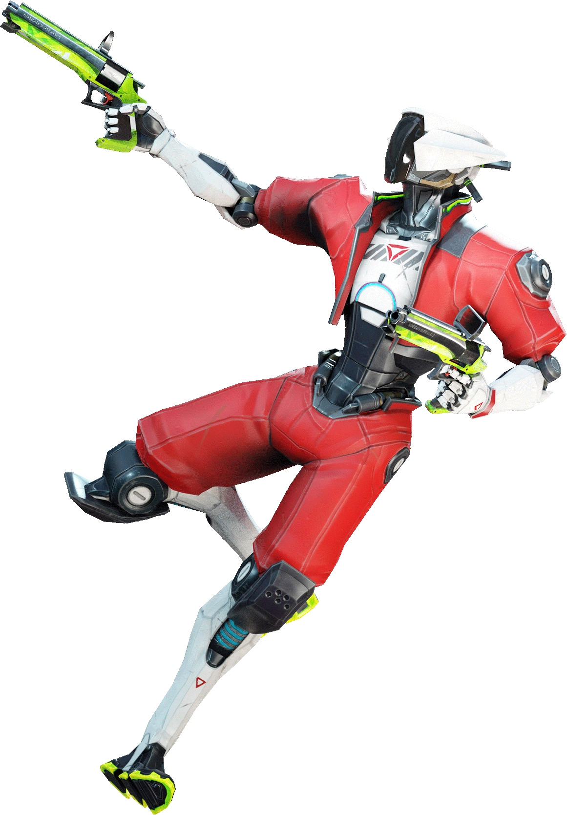 Hyper Dash red robot with guns in attack modus