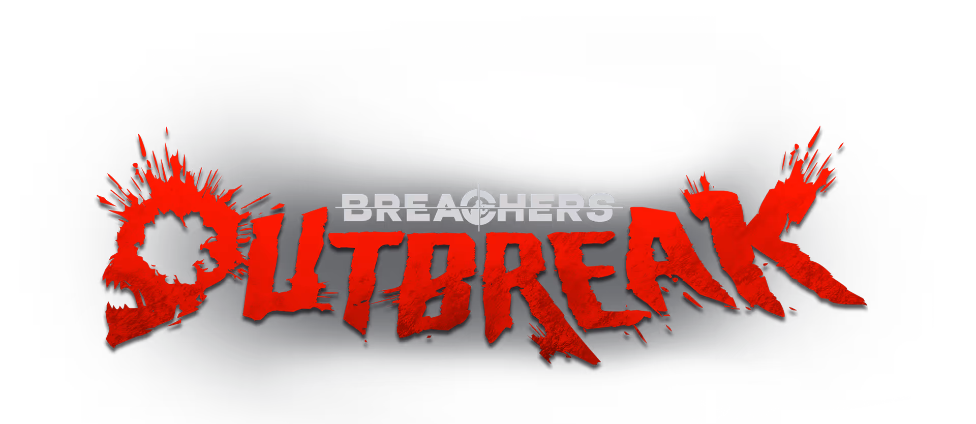 Breachers Outbreak logo with the word Outbreak in red and Breachers in gray with a target crosshair in the center.