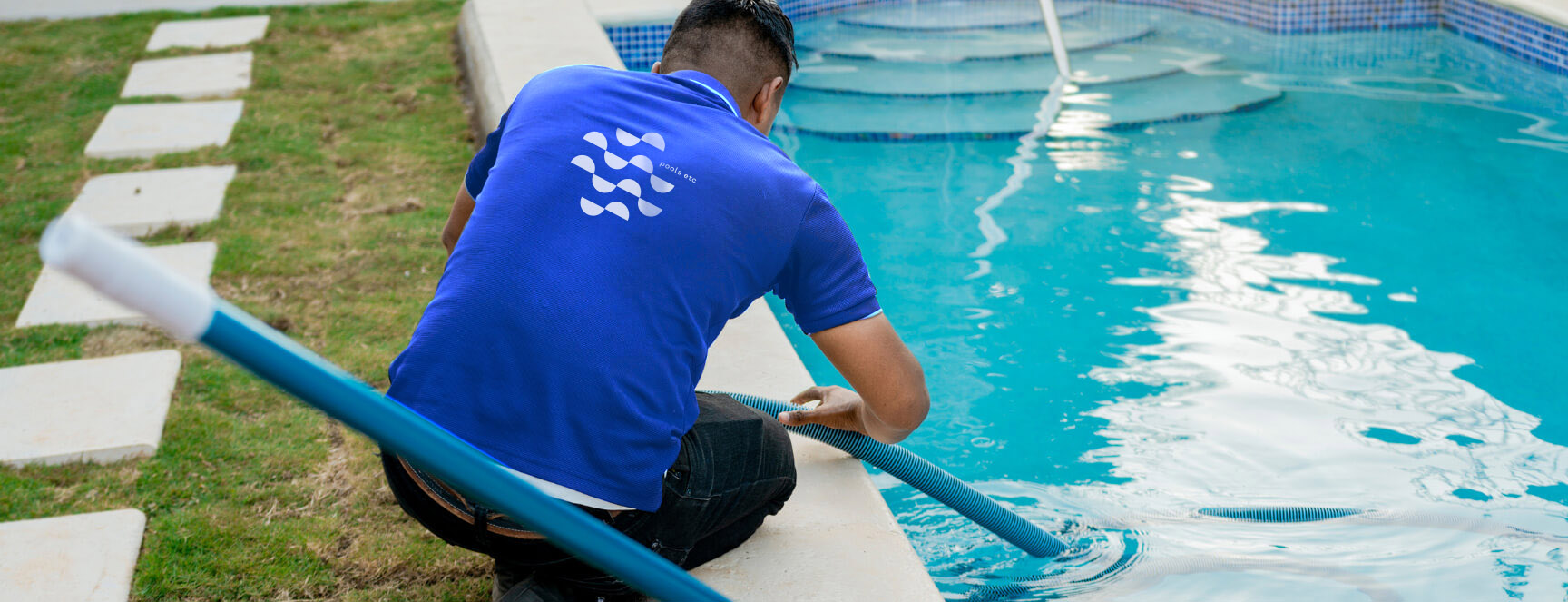 Weekly pool service having image for pools ETC maintaining a pool