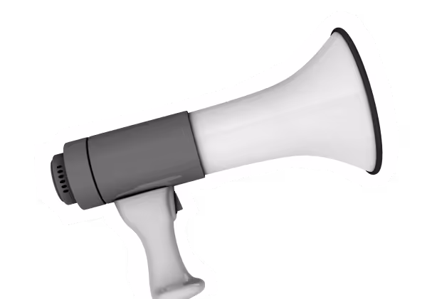 Gray and white handheld megaphone for loud public announcements