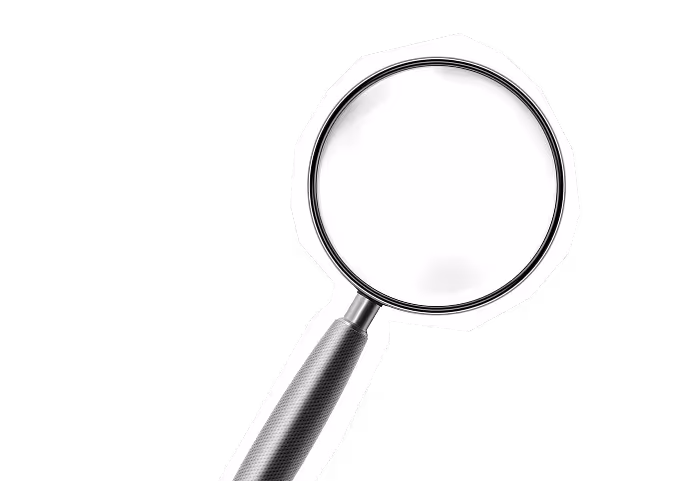 Magnifying glass with circular lens on white background
