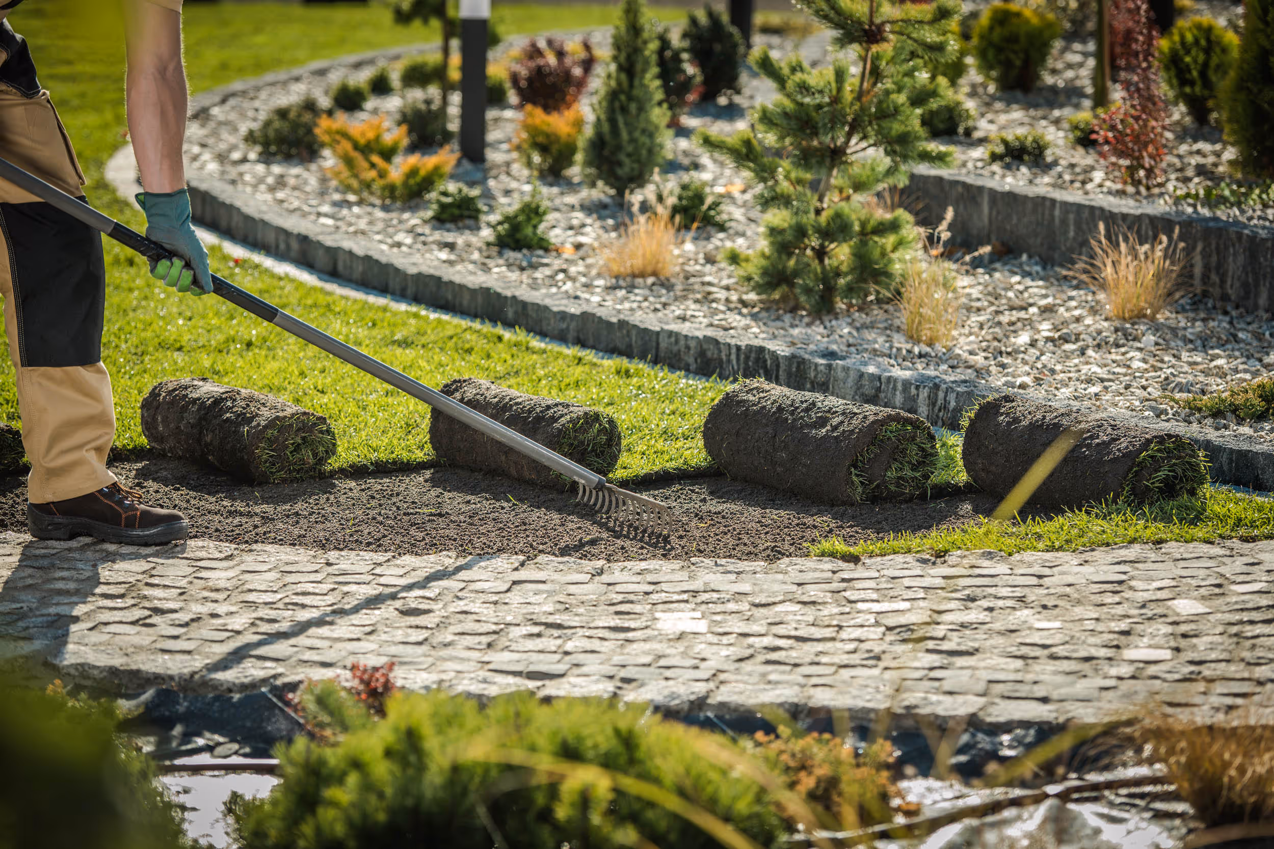 Soil preparation for sod installation