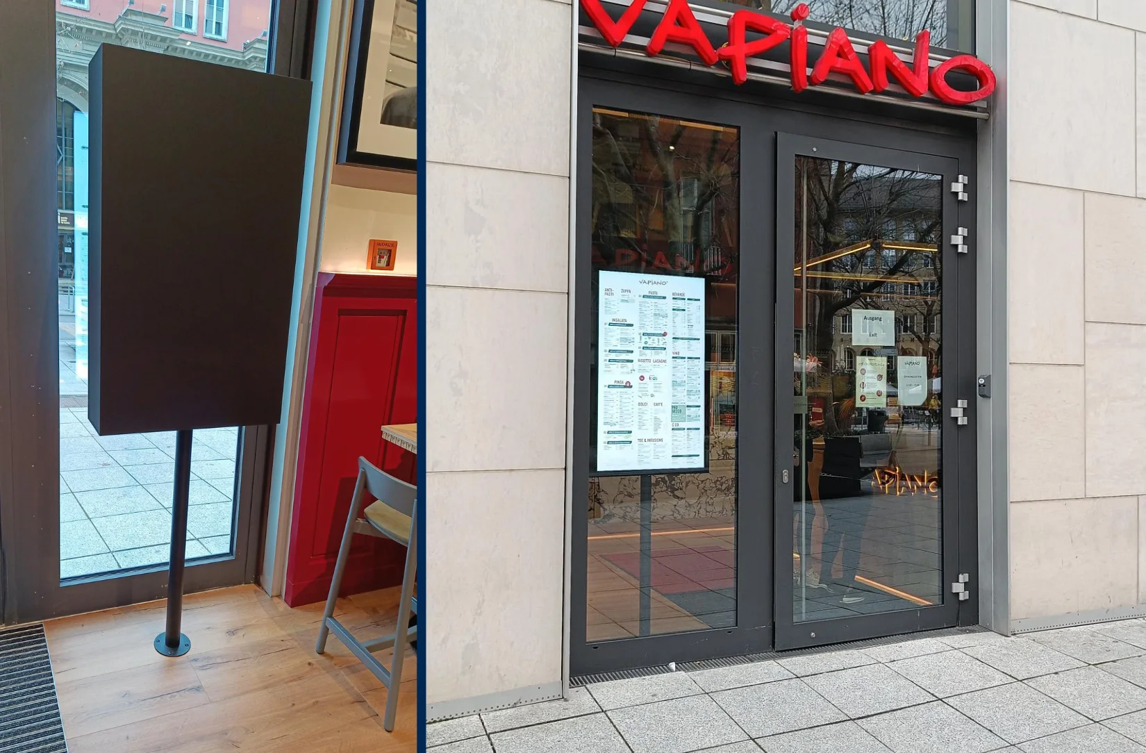 Digitale Menüanzeige im Schaufenster